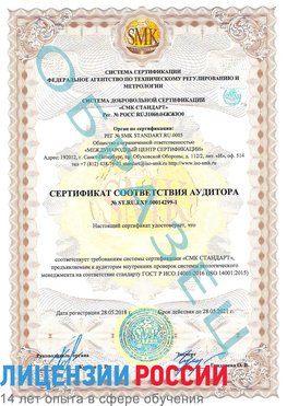 Образец сертификата соответствия аудитора №ST.RU.EXP.00014299-1 Невинномысск Сертификат ISO 14001